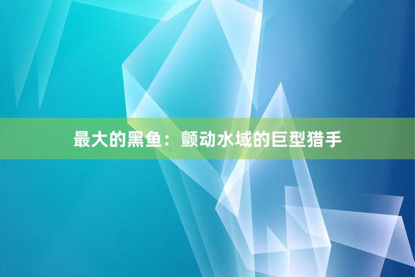最大的黑鱼：颤动水域的巨型猎手